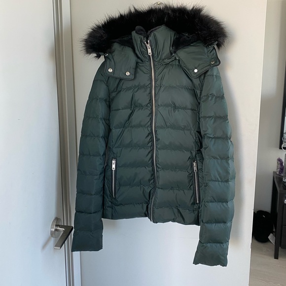 Dark green fur-lined Zara winter jacket - Picture 1 of 6